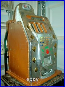 Original/Antique Mills Diamond Front 10 Cent Slot Machine 1930s, Mechanical