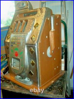 Original/Antique Mills Diamond Front 10 Cent Slot Machine 1930s, Mechanical