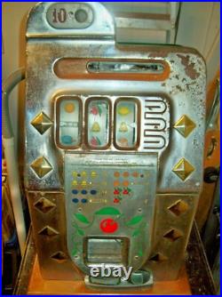 Original/Antique Mills Diamond Front 10 Cent Slot Machine 1930s, Mechanical