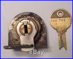 Original Antique Mills Qt Back Lock And Key Matching # 8