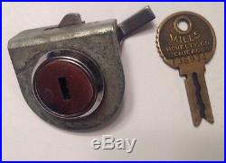 Original Antique Mills Qt Front Lock And Key #6