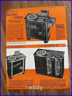 Original Evans 1930' 40's Galloping Dominos, Bang Tails, Jukebox, Gambling Flyer