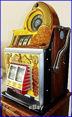 Quarter Watling Rol-a-top Slot Machine, Gold Coin Front, Fully Restored In & Out