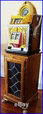 Quarter Watling Rol-a-top Slot Machine, Gold Coin Front, Fully Restored In & Out