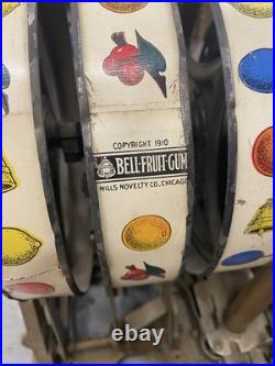 RARE Antique MILLS Bursting 5cent Cherry Slot Machine for PARTS or RESTORATION
