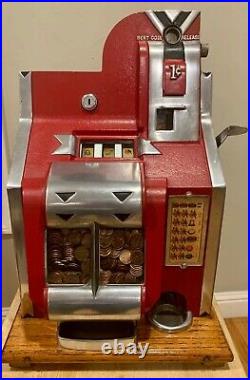 RARE Antique Vintage Mills Novelty Company One Cent Penny Coin Slot Machine