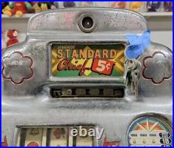 RARE Jennings Standard Chief 5 Cent Table Slot Machine WORKS! WITH KEYS