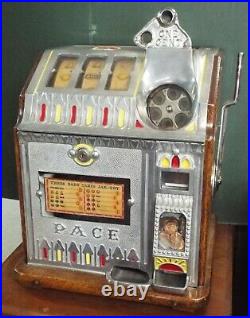 RARE Old Antique 1930s PACE Model CAX Bantam 1c Penny SLOT MACHINE