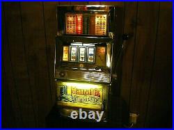 RARE Vtg BALLY 909 Electro Mechanical ONE CENT Penny SLOT MACHINE with Stand READ