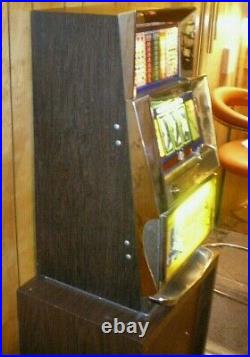 RARE Vtg BALLY 909 Electro Mechanical ONE CENT Penny SLOT MACHINE with Stand READ