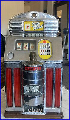 Rare All Original Jennings Sun Chief 5 Cent Slot Machine