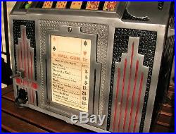 Rare Antique 1934 Daval Chicago Club-house 5-reel Poker Slot Machine + Gumball