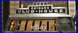 Rare Antique 1934 Daval Chicago Club-house 5-reel Poker Slot Machine + Gumball