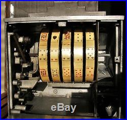 Rare Antique 1934 Daval Chicago Club-house 5-reel Poker Slot Machine + Gumball