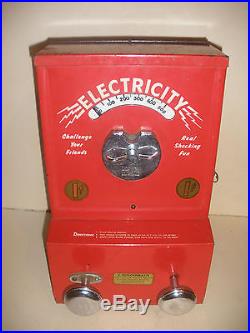 Rare Antique J Schoenbach electricity shock machine 1c coin operated works