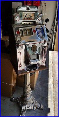 Rare Antique The Sands Indian Head Mechanical Slot Machine Ornate Stand