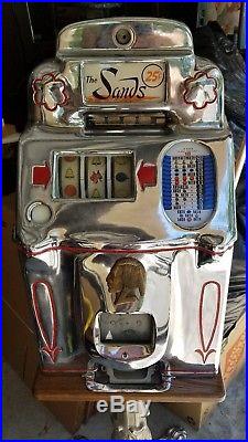 Rare Antique The Sands Indian Head Mechanical Slot Machine Ornate Stand