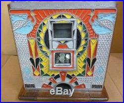 Rare & Exceptional 1930s Antique Slot Machine Jennings Peacock with Escalator