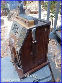 Rare Mills Bursting Cherry 25 cent Slot Machine Beautiful Needs Restoration