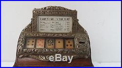 Rare Oak Caille Brothers Cigar Slot Machine or Good Luck Trade Simulator