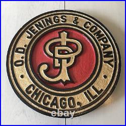 Rare Old OD Jenings & Company Coin Operated Slot Machine Wood Sign O. D. Chicago