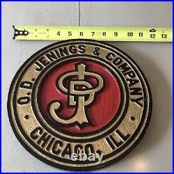 Rare Old OD Jenings & Company Coin Operated Slot Machine Wood Sign O. D. Chicago