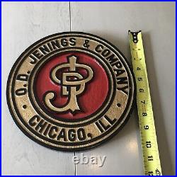 Rare Old OD Jenings & Company Coin Operated Slot Machine Wood Sign O. D. Chicago