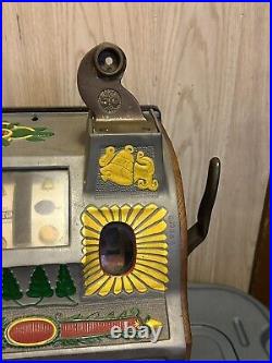 Rare Vintage Mill's Poinsettia 5 Cent Slot Machine