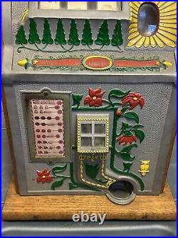 Rare Vintage Mill's Poinsettia 5 Cent Slot Machine