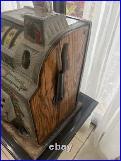 Rare Vintage Mill's Poinsettia Gooseneck 25 Cent Slot Machine
