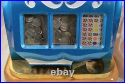 Rare Vintage Mills Sweetheart Qt Nickel 5 Cent Slot Machine Restored Blue White