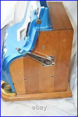 Rare Vintage Mills Sweetheart Qt Nickel 5 Cent Slot Machine Restored Blue White