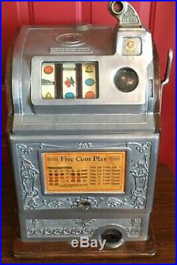 Rare Vintage OD Jennings Nickle Dutch Boy Slot Machine / Five Cent