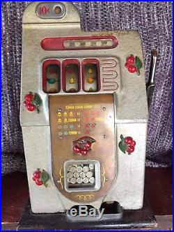 Slot Machine ANTIQUE MILLS 10 CENT BLACK CHERRY SLOT MACHINE