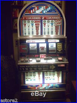 Stardust Red White Blue Slot Machine INCLUDES Authentic STAND Certificate Stool