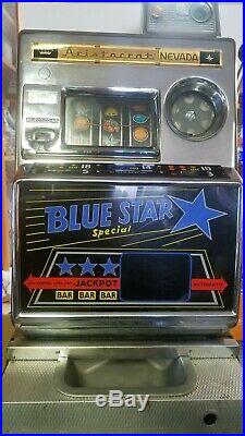VINTAGE ARISTOCRAT BLUE STAR SPECIAL10 CENT COIN OP SLOT MACHINE With JACKPOT