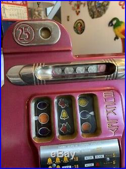 VINTAGE BUCKLEY 25 CENT ANTIQUE SLOT MACHINE, CIRCA 1940s WELL TUNED AND SERVICE