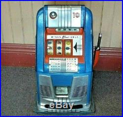 VINTAGE MILLS BLUE BELL 10c TEN Cent 3 Reel SLOT MACHINE One Arm Bandit COIN OP