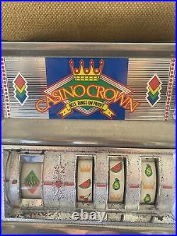 VINTAGE WACO CASINO CROWN Japan Made NOVELTY SLOT MACHINE 25 CENT COIN WORKS