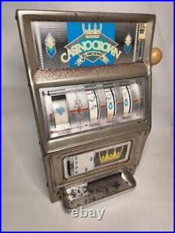 VINTAGE WACO CASINO CROWN NOVELTY SLOT MACHINE 25 CENT COIN. WORKS Rare Cool