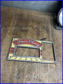 VTG Old Fair Play Mills Coin Slot Machine Metal Face Plate Frame Emblem Parts