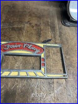 VTG Old Fair Play Mills Coin Slot Machine Metal Face Plate Frame Emblem Parts