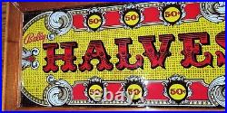 Very Rare Bally Halves 50-cent Slot Machine Glass In Wood Frame 20 X 10