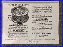 Very early 1897 -WINNER ROULETTE-made by J. W. STIRRUP. MANUFACTURING COMPANY