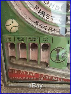 Vintage 1 Cent Baseball World Champion Skill Stimulator Miniature Flip-Ball