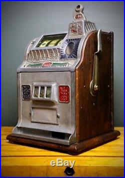 Vintage 1910 Mills Novelty Co. Bell Goose Neck 5 cent Antique Slot Machine Oak