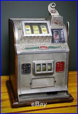 Vintage 1910 Mills Novelty Co. Bell Goose Neck 5 cent Antique Slot Machine Oak