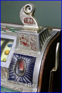 Vintage 1910 Mills Novelty Co. Bell Goose Neck 5 cent Antique Slot Machine Oak