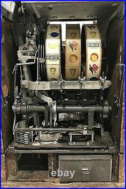 Vintage 1920-30s MILLS 5 Cent Goose Neck Slot Machine 1776 Liberty Bell SEE DES