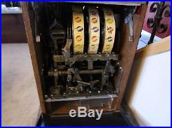 Vintage 1930's Restored 25 Cent Mills War Eagle Slot Machine With Keys Works Great